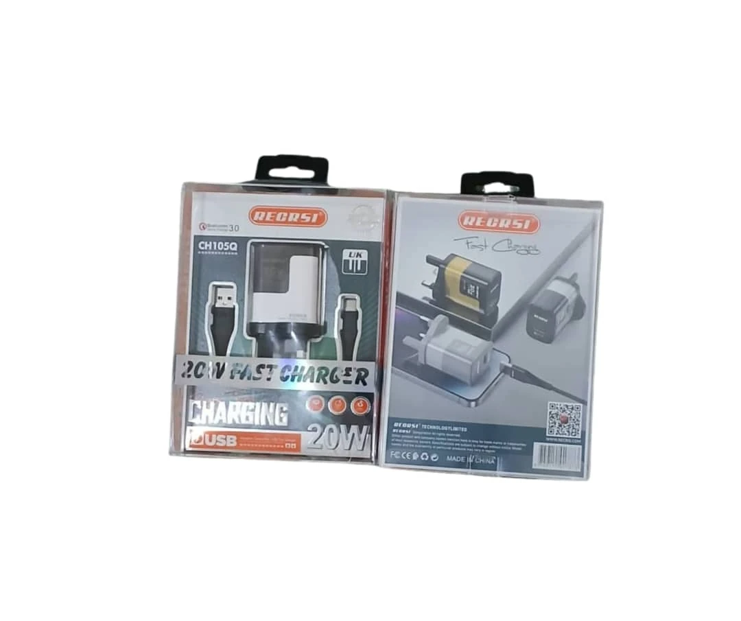 راس شاحن كهرباء شفاف مع التوصيلة 20 وات