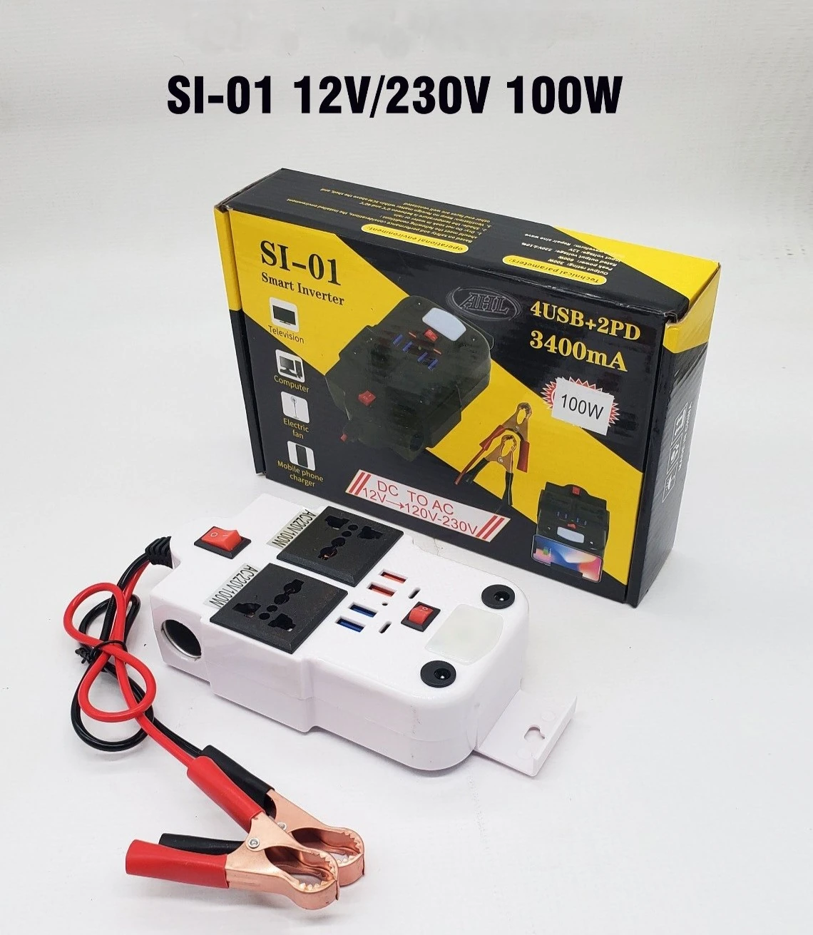 محول كهرباء 100w مع منافذ شحن